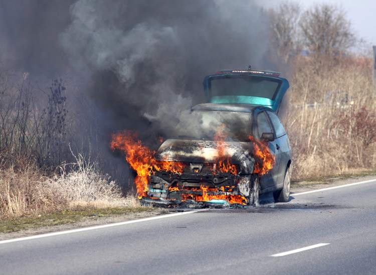 Un'auto incendiata - fonte depositphotos.com - giornalemotori.it