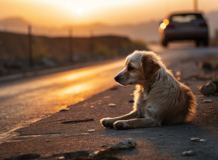 Un cane abbandonato dai suoi padroni in strada - fonte stock.adobe - giornalemotori.it
